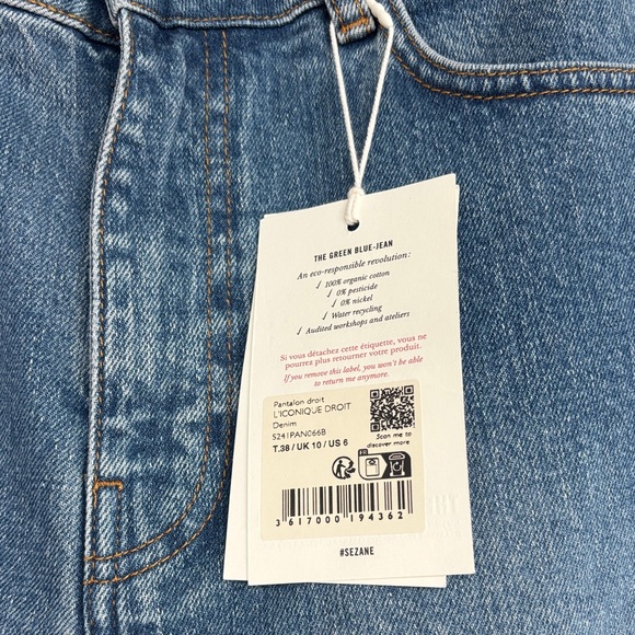 NWT! Sezane L’Iconique Droit Trousers in Denim Size 38/6 - Picture 8 of 10